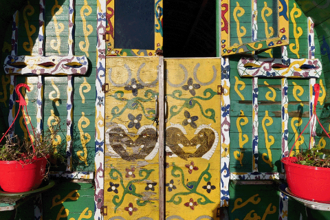 Traveller painted caravan