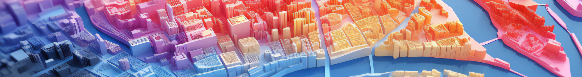 A computer coloured heat map of a city