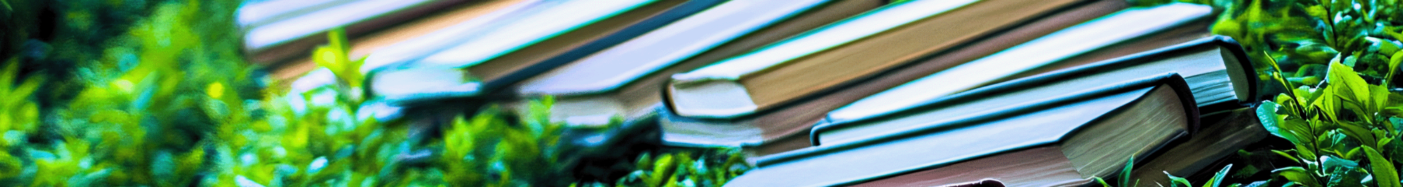 A pathway of books across grass