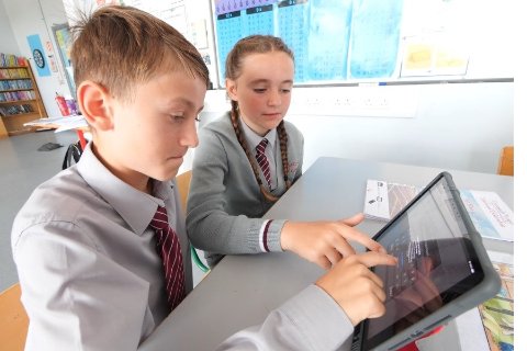 Two children with device