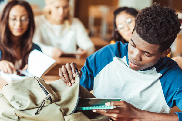 Students preparing for their next class