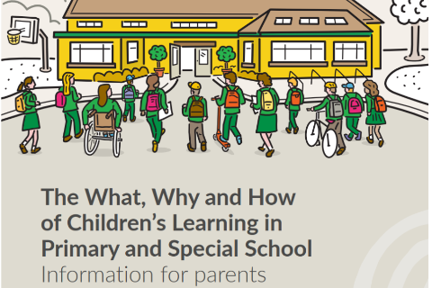 Image of cover of resource with group of children entering a school