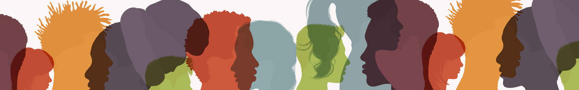 Illustration of colourful heads talking